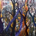 #1294 Violet Winter Trees. Willard Art