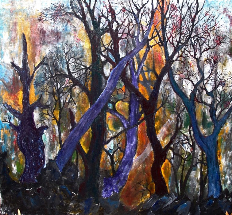 #1294 Violet Winter Trees. Willard Art