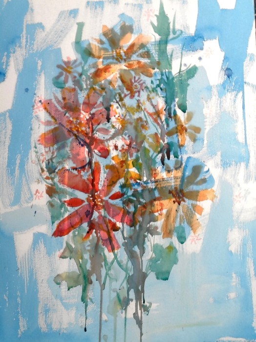 #1354, Flowers, Watercolor, acrylic ink, Willard Art