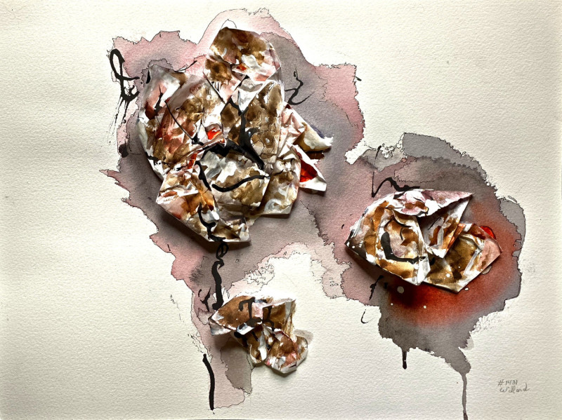 #1431 Paper collage, ink, watercolor