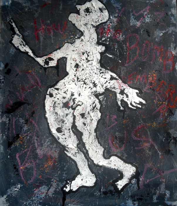 Acrylic and Oil Pastel on Canvas,Willard Art,How the Bomb will remember us. 