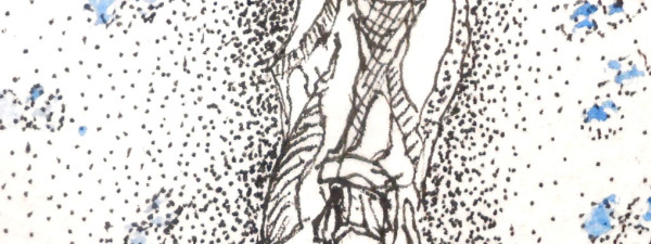 Old Man with Blue Butterflies, #1464 Willard Art, Mineatures